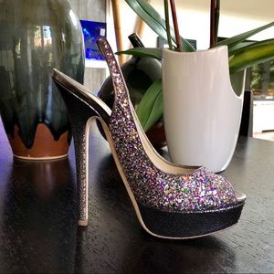 Jimmy Choo Multi Color Glitter Slingback Pump